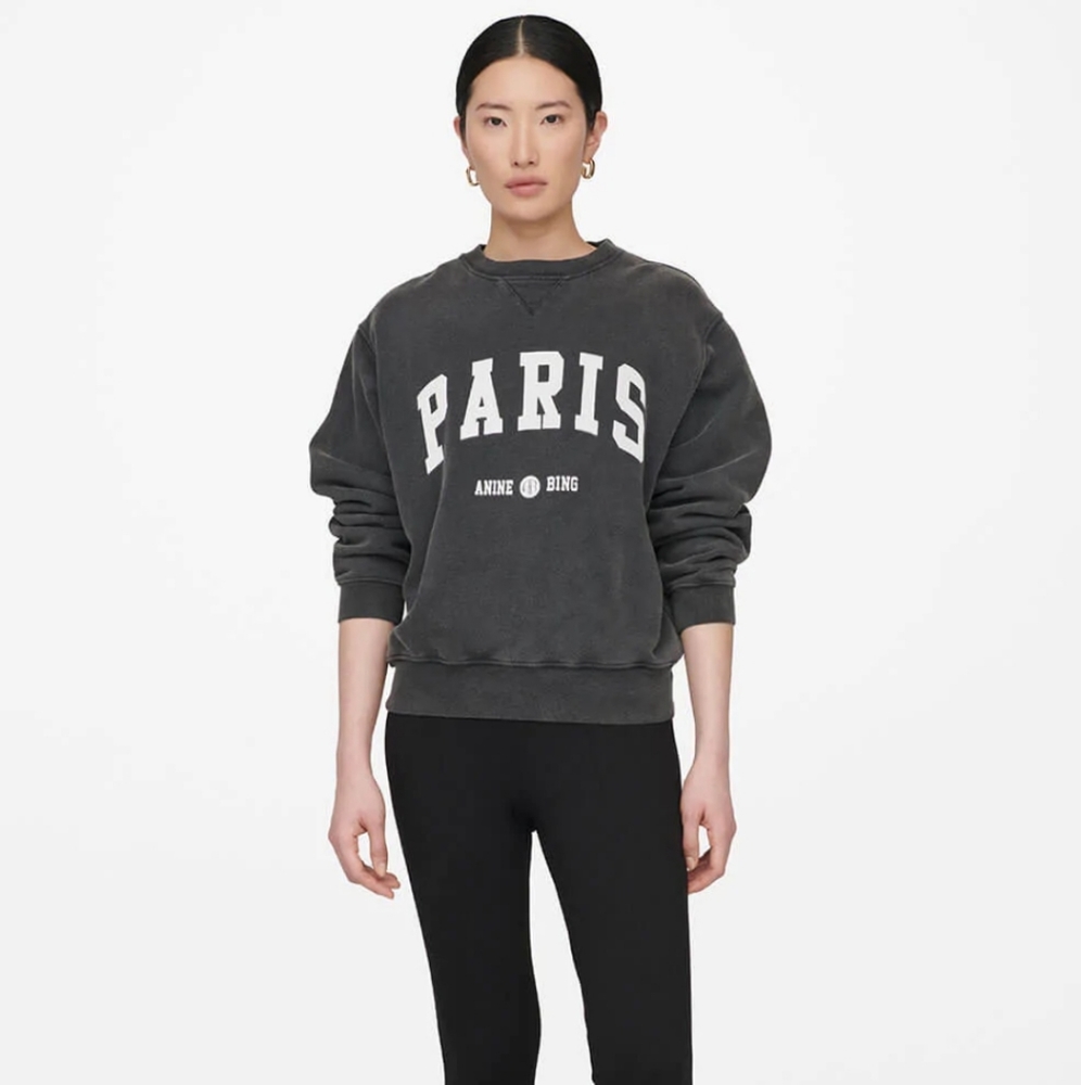 Anine Bing Ramona Gray Paris Logo Sweatshirt - Picture 5 of 6